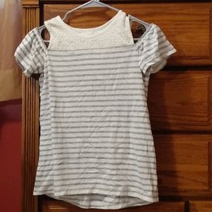 White/gray Off-the-Shoulder Top